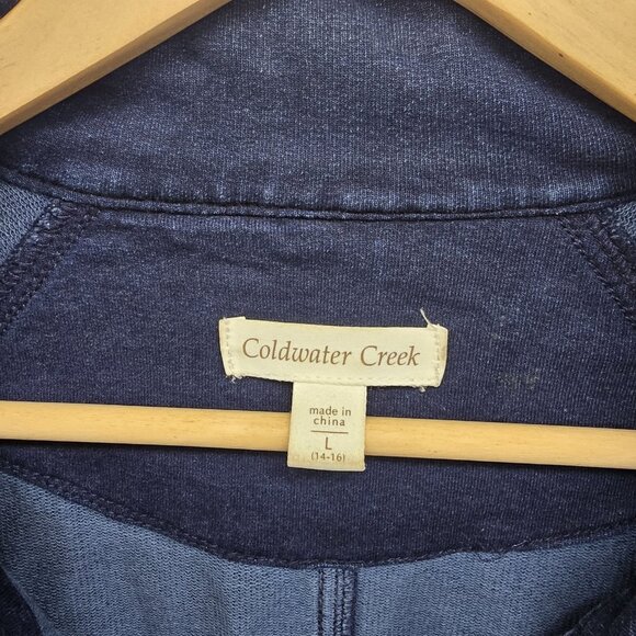 Coldwater Creek Ultra Stretch Denim Jacket Size L (14-16) Pockets Casual Comfort - Picture 3 of 9
